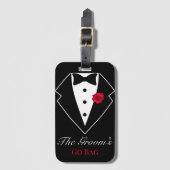 Étiquette À Bagage Smoking noir avec lune de miel personnalisée à la (Devant Vertical)