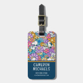 Étiquette À Bagage Snoopy & Motif de fleurs de bois (Devant Vertical)