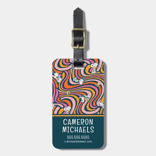 Étiquette À Bagage Snoopy & Woodstock Vibes Super Motif violet (Devant Vertical)