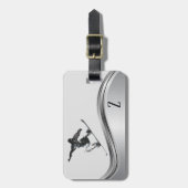 Étiquette À Bagage Snowboard Monogram Silver Snowboard (Devant Vertical)