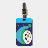 Étiquette À Bagage Snowman dans un Casquette bleu (Devant Vertical)