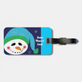 Étiquette À Bagage Snowman dans un Casquette bleu (Dos horizontal)