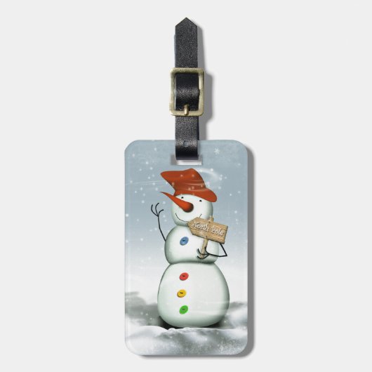 Étiquette À Bagage Snowman du Pôle Nord (Devant Vertical)