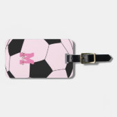 Étiquette À Bagage Soccer Joli rose (Devant horizontal)