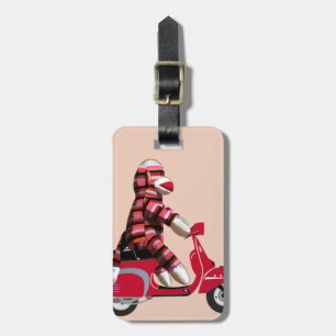 Étiquette À Bagage Sock Monkey sur Red Moped