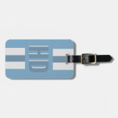 Étiquette À Bagage Soft Light Blue striped Shadow monogrammed modern (Devant horizontal)