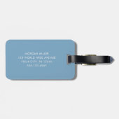 Étiquette À Bagage Soft Light Blue striped Shadow monogrammed modern (Dos horizontal)