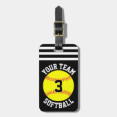 Étiquette À Bagage Softball Team Name et Player Number Fastpitpitch B (Devant Vertical)