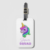 Étiquette À Bagage Soirée d'anniversaire de la Unicorn Sleepover Squa (Devant Vertical)