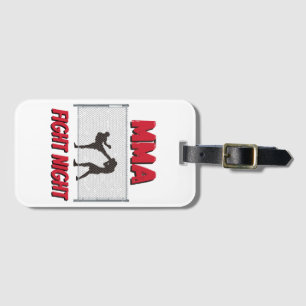 Étiquette À Bagage Soirée de combat de MMA texte et silhouette de deu