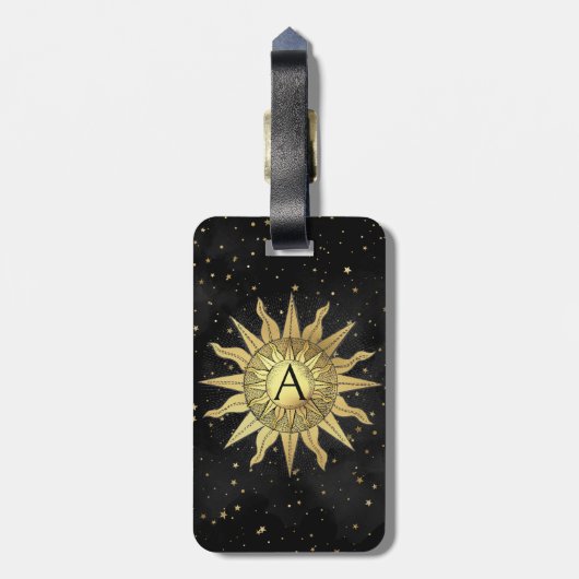 Étiquette À Bagage Soleil d'or céleste (Dos Vertical)