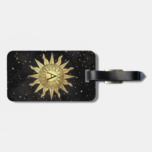 Étiquette À Bagage Soleil d'or céleste (Dos horizontal)