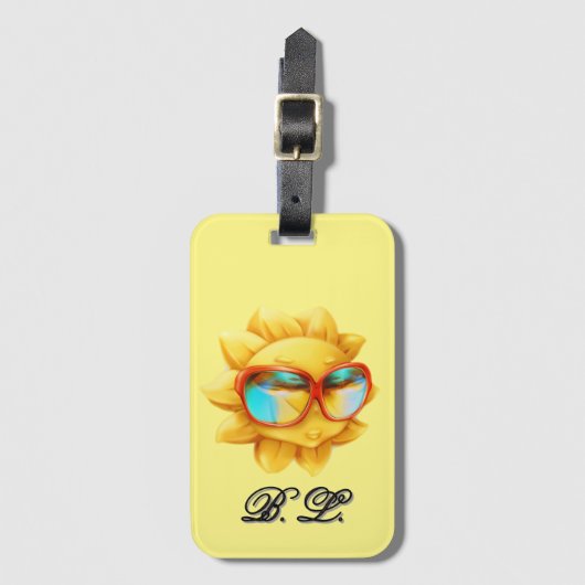 Étiquette À Bagage Soleil monogramme (Devant Vertical)