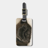 Étiquette À Bagage Sommeil noir de chiot de carlin (Devant Vertical)