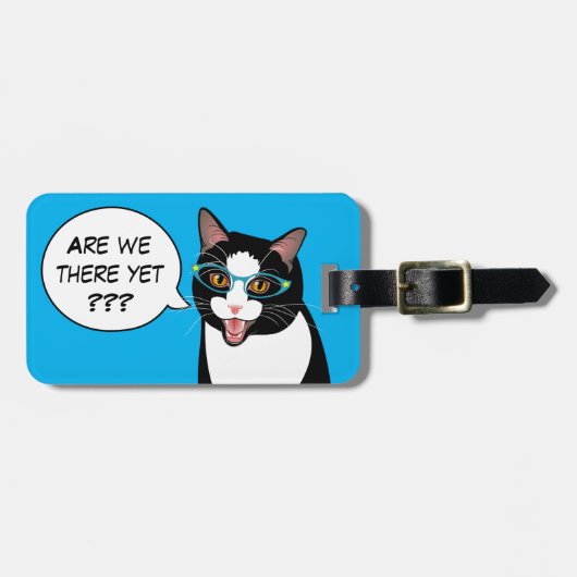 Étiquette À Bagage SOMMES-NOUS LÀ ENCORE ? Chat impertinent (Devant horizontal)
