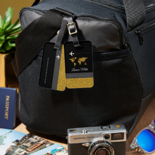 Étiquette À Bagage Son moderne Chic Travel Noir