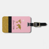 Étiquette À Bagage Son voyage moderne chic rose (Devant horizontal)
