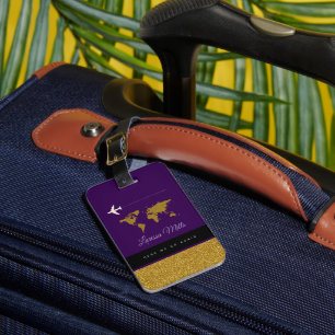 Étiquette À Bagage Son Voyage moderne chic violet