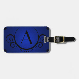 Étiquette À Bagage sophistication du monogramme bleu