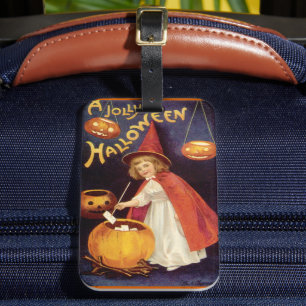Étiquette À Bagage Sorcière vintage Jolly Halloween par Ellen Clapsad