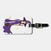 Étiquette À Bagage Sorcière violette avec chambre (Devant horizontal)