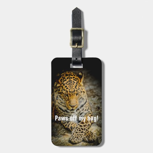 Étiquette À Bagage Sors mon sac ! Étiquette Repose des bagages léopar (Devant Vertical)