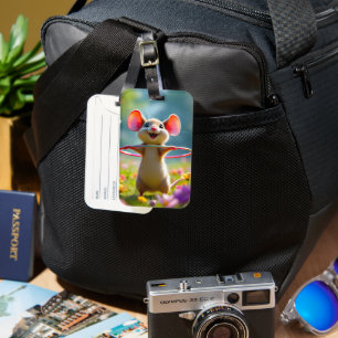 Étiquette À Bagage Souris amusante et mignonne avec cerceau de hula,