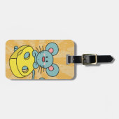 Étiquette À Bagage Souris bleue mignonne avec du fromage jaune (Devant horizontal)