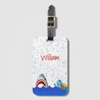 Étiquette À Bagage Sous les bulles de requin de mer nom de plongeur b