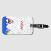 Étiquette À Bagage Sous les bulles de requin de mer nom de plongeur b (Devant Horizontal)