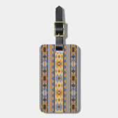 Étiquette À Bagage Southwest Design Gold Blue Grey Tribal Motif (Devant Vertical)