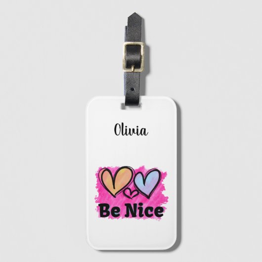 Étiquette À Bagage Soyez de beaux coeurs aquarelles (Devant Vertical)