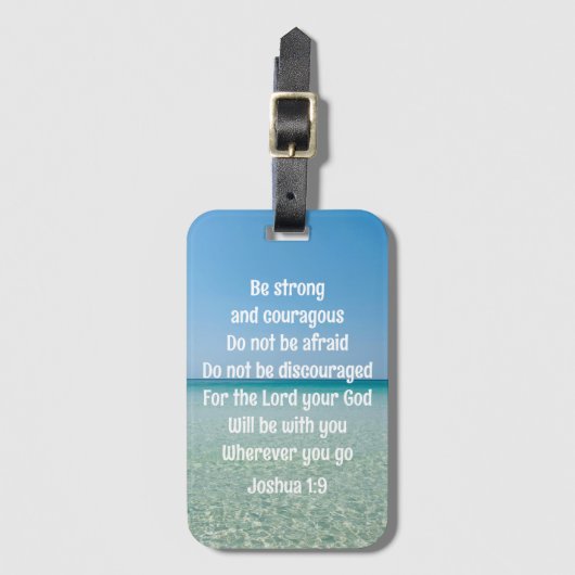 Étiquette À Bagage Soyez Fort Et Courageux Belle Plage Christian (Devant Vertical)