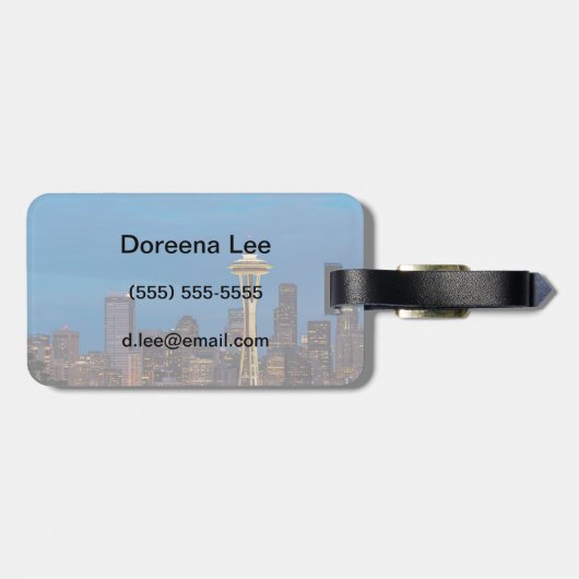 Étiquette À Bagage Space Needle et le centre de Seattle (Dos horizontal)