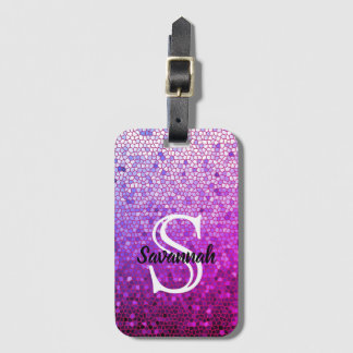 Étiquette À Bagage Sparkling Nom personnalisé Monogramme Bagage Balis