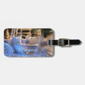 Étiquette À Bagage Sparkly or bleu princesse coach photo nom personna (Devant horizontal)