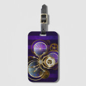 Étiquette À Bagage Spider Steampunk sur Arrière - plan pourpre (Devant Vertical)