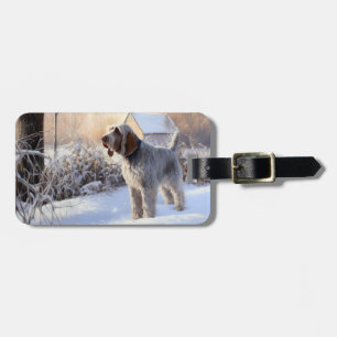 Étiquette À Bagage Spinone Italiano Que la neige de Noël