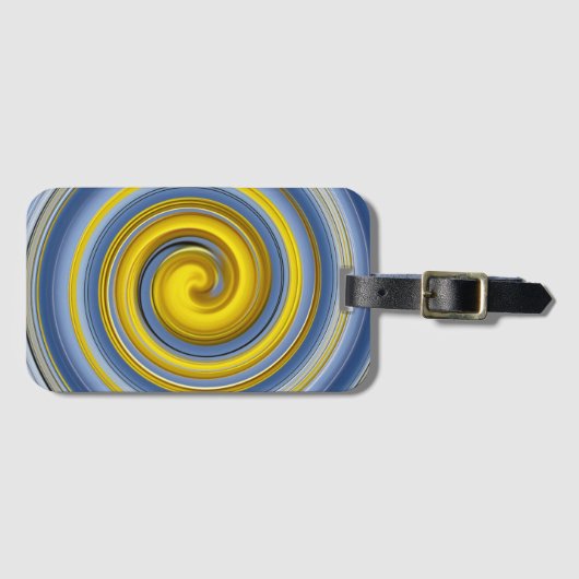 Étiquette À Bagage spirale jaune et bleue (Devant Horizontal)