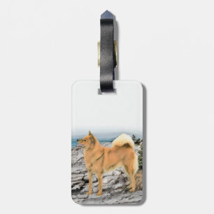 Étiquette À Bagage Spitz finlandais à Seashore Peinture - Chien Art