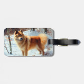 Étiquette À Bagage Spitz Finlandais Laisser Neige Noël (Dos horizontal)