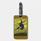Étiquette À Bagage Spooky Halloween Witch Flying on Broomstick (Dos Vertical)