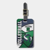 Étiquette À Bagage Sport Volleyball 🏐 - Bleu, Vert et Blanc (Devant Vertical)