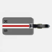 Étiquette À Bagage Sports brillant rouge gris et blanc rayé (Dos horizontal)