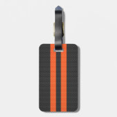 Étiquette À Bagage Sporty Orange Stripes Carbon Style Print (Dos Vertical)