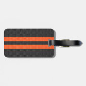 Étiquette À Bagage Sporty Orange Stripes Carbon Style Print (Dos horizontal)