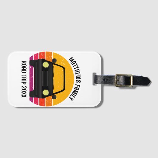 Étiquette À Bagage Spring Break Road Trip Sunset Customized (Devant Horizontal)