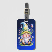 Étiquette À Bagage Spring Gnome with Bunny and Bluebird (Devant Vertical)