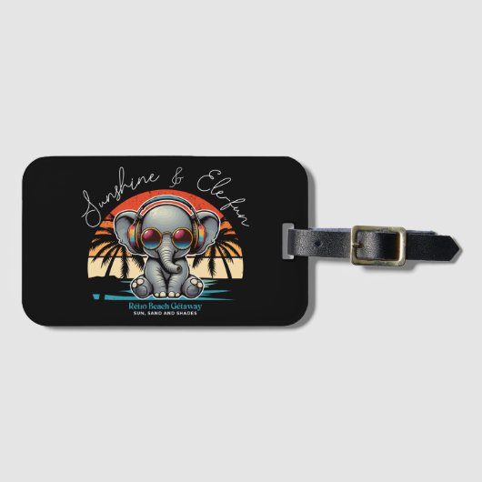 Étiquette À Bagage Spring Sunshine and Ele-fun Retro Beach Getaway (Devant Horizontal)