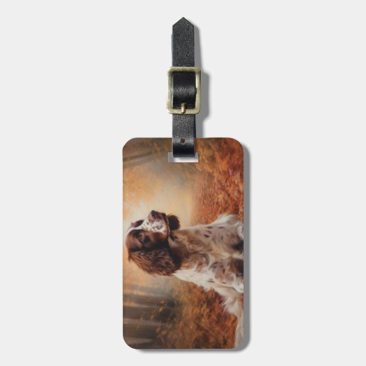 Étiquette À Bagage Springer Spaniel à l'automne Feuilles automne Insp (Devant Vertical)